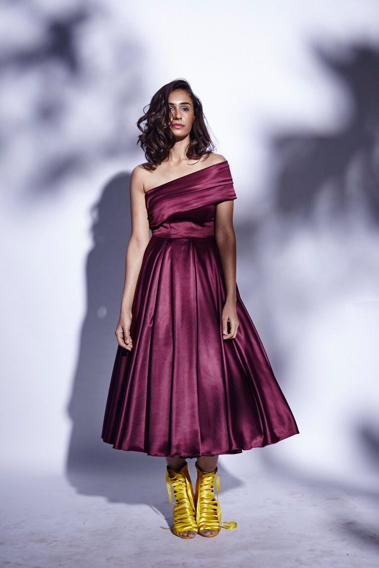 Burgundy Flounce Dress