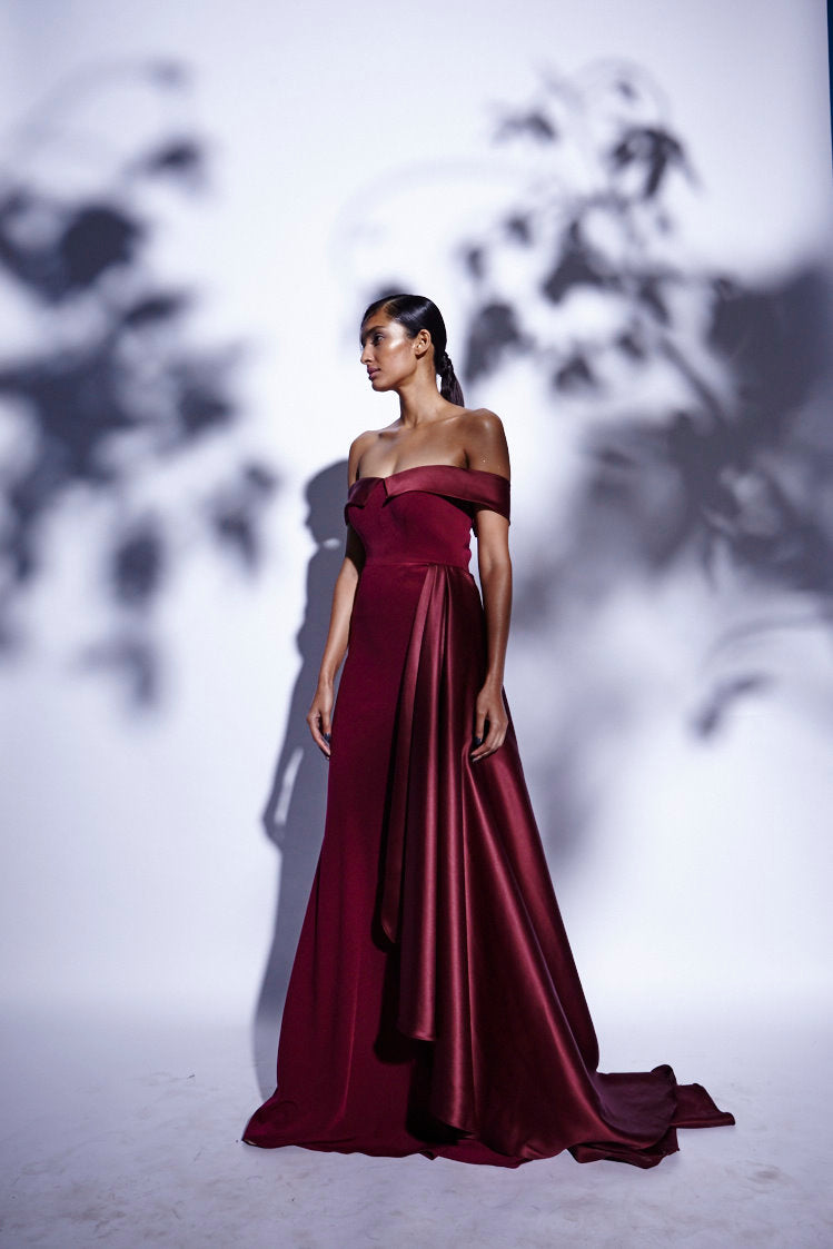 Bugundy Drape Gown