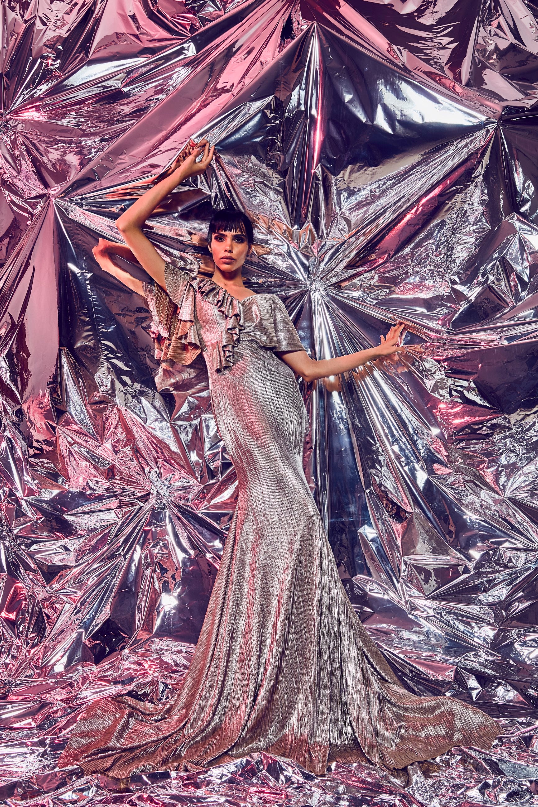 Titanium Ruffle Gown