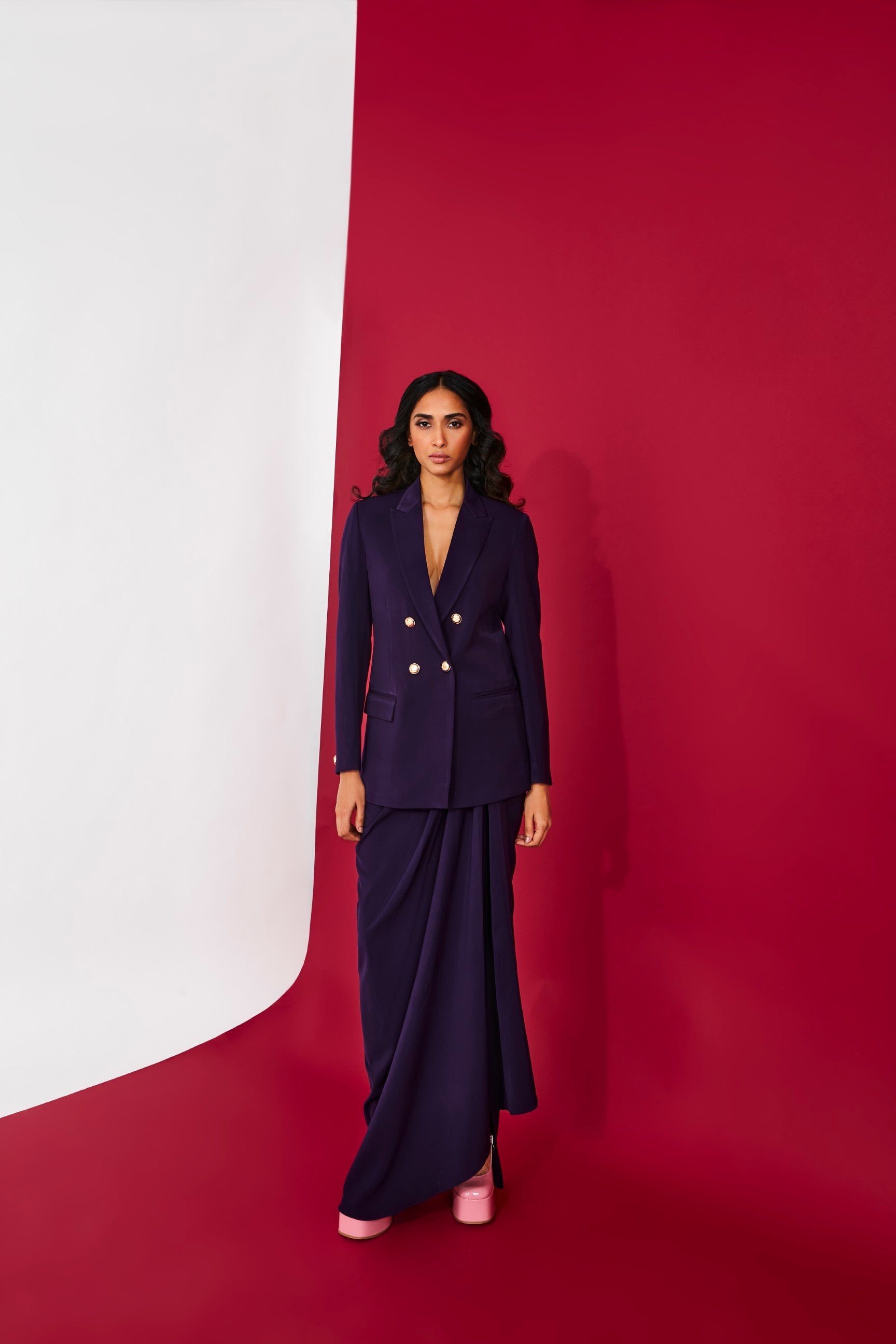 The Heliotrope Drape Skirt Suit