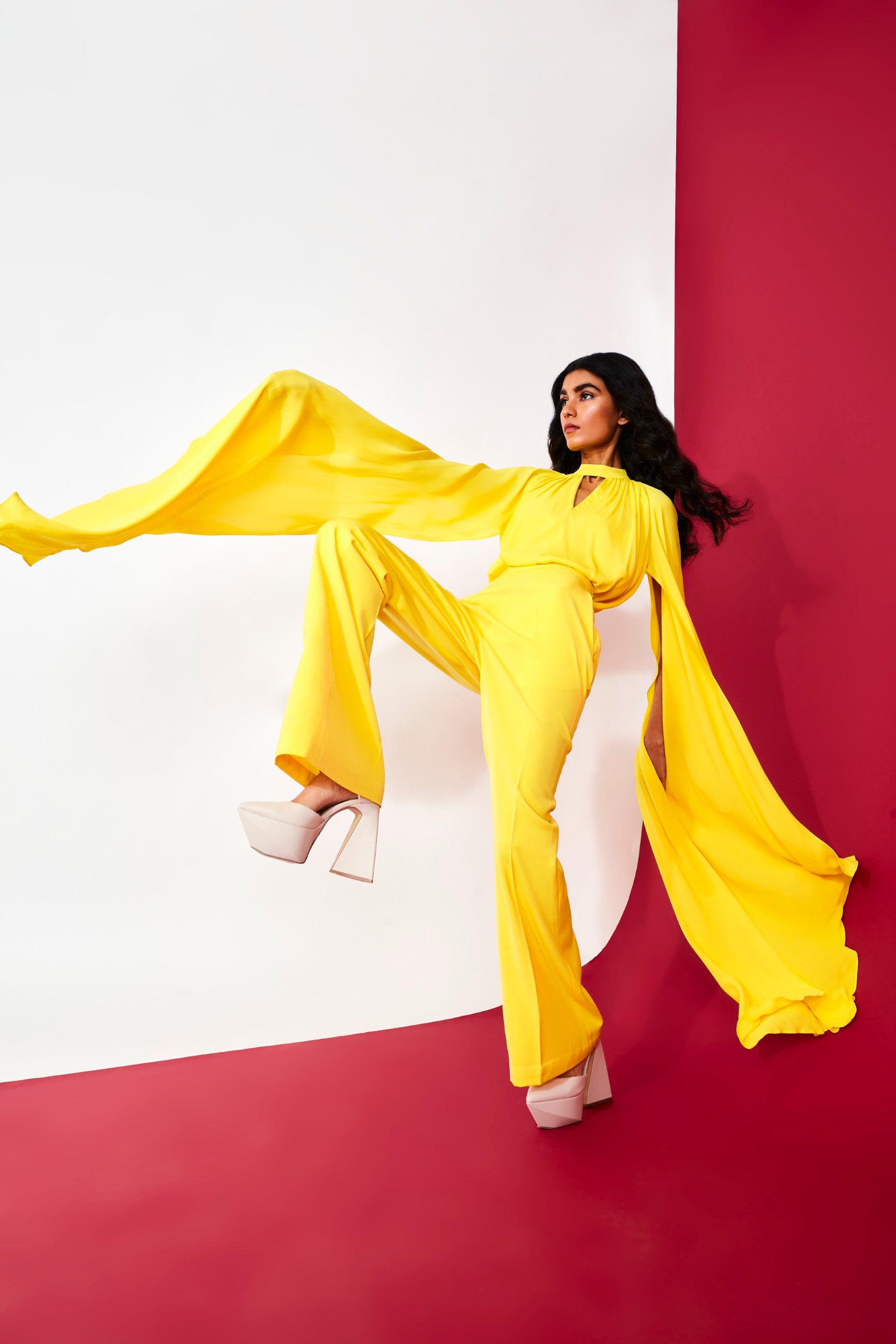 The Yellow Asymmetrical Sleeves Co-Ord Set