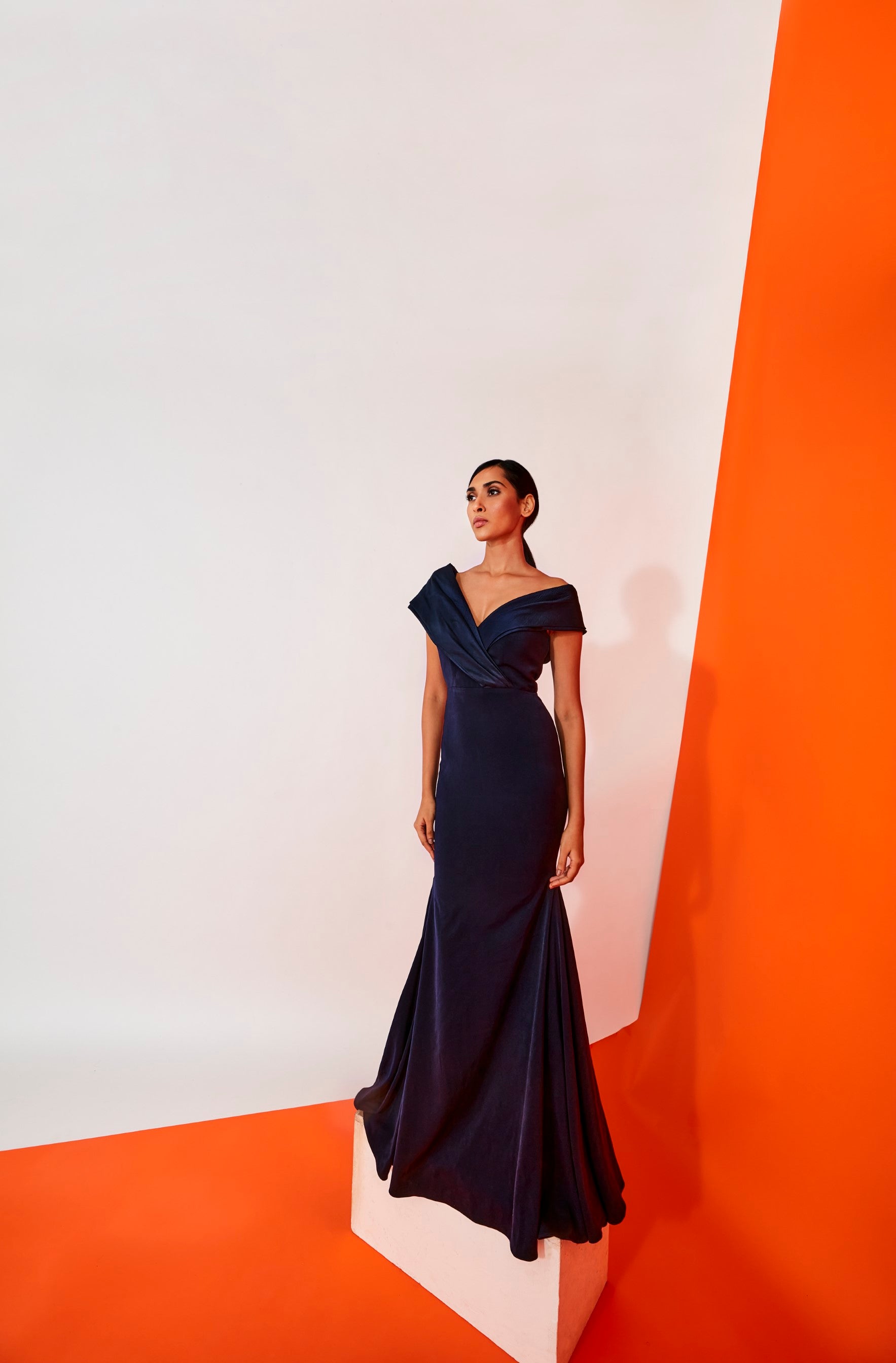 The Royale Blue Silk Detail Gown