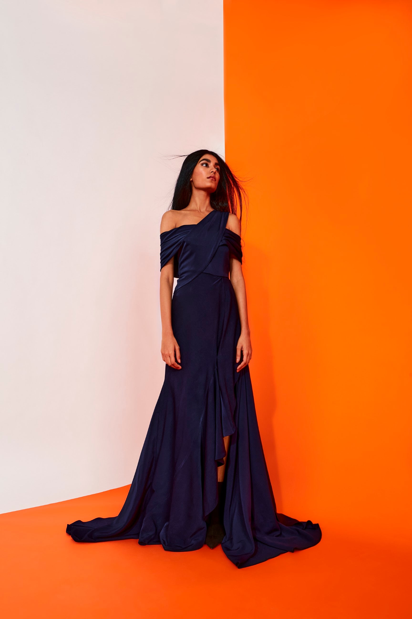 The Royale Blue Asymmetrical Gown