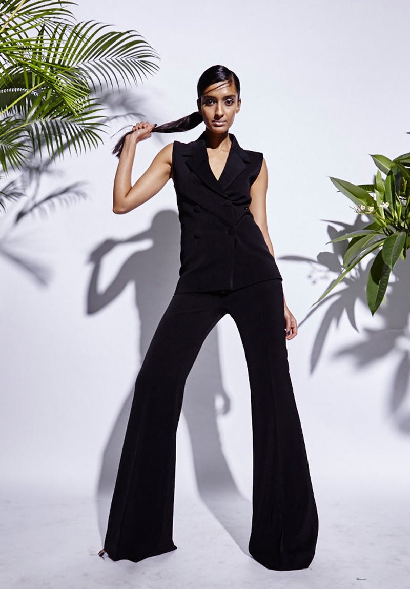 Black Double Breasted Pant Suit